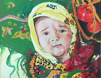 Bébé au foulard russe